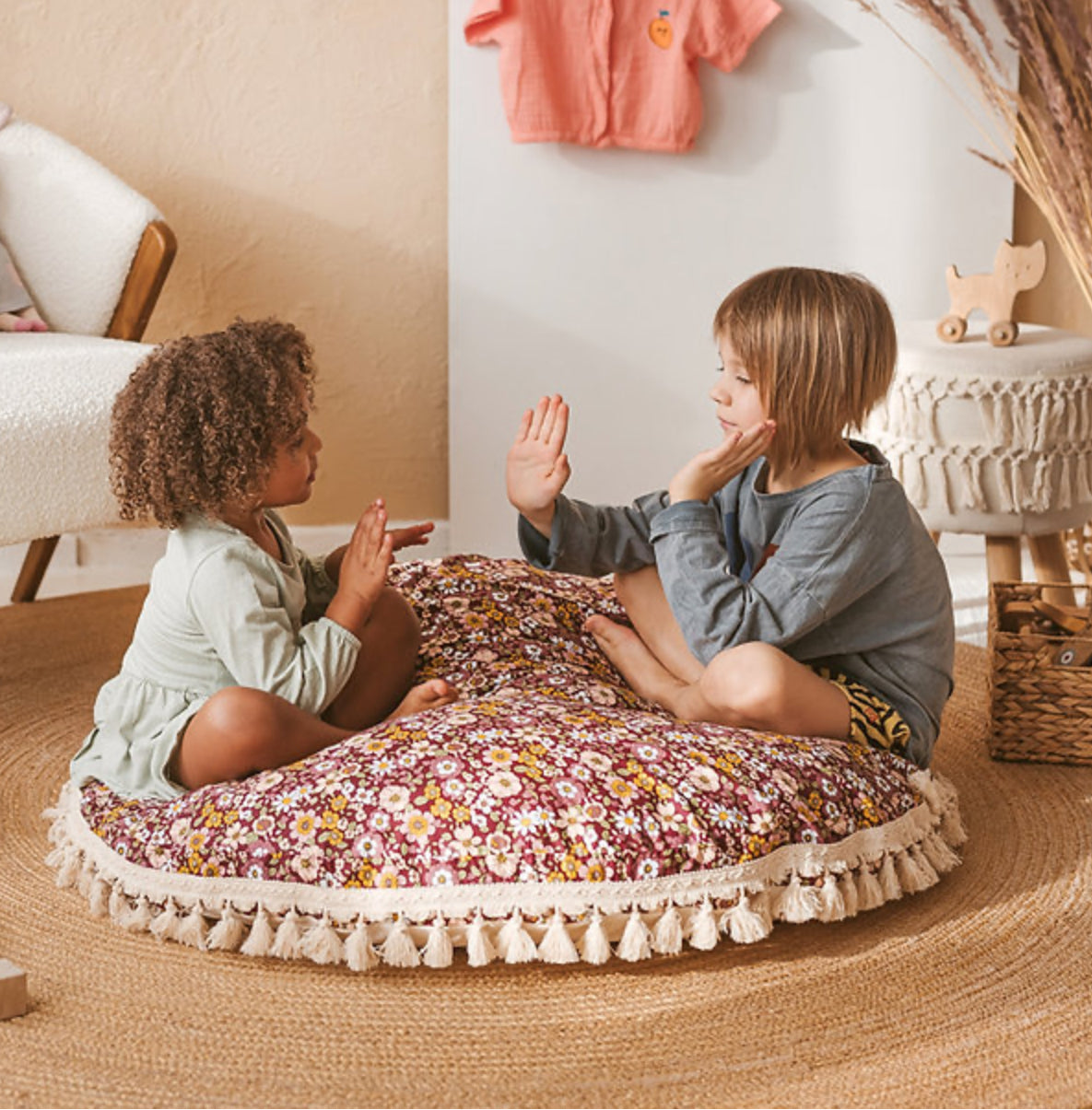 Kids' Floor Cushions – Moo Like a Monkey, image size:1185x1205