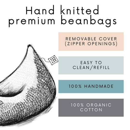 Charcoal Handmade Knitted Bean Bag