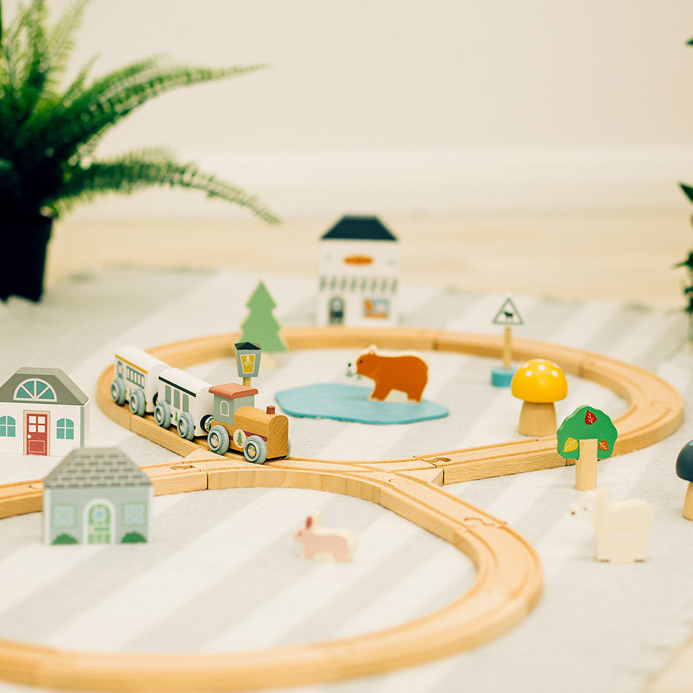 Woodland Animal Wood Train Set