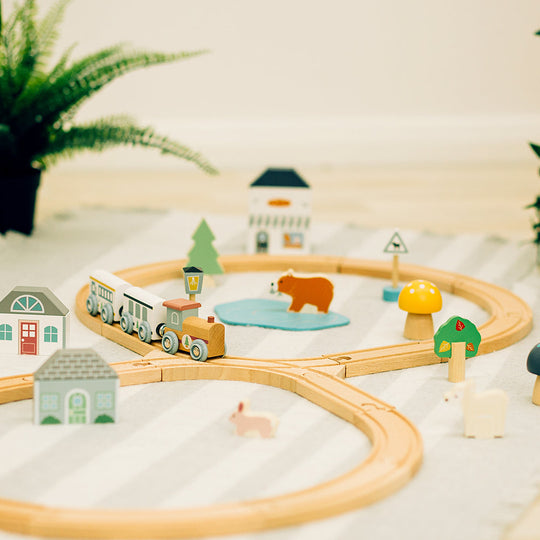 Woodland Animal Wood Train Set