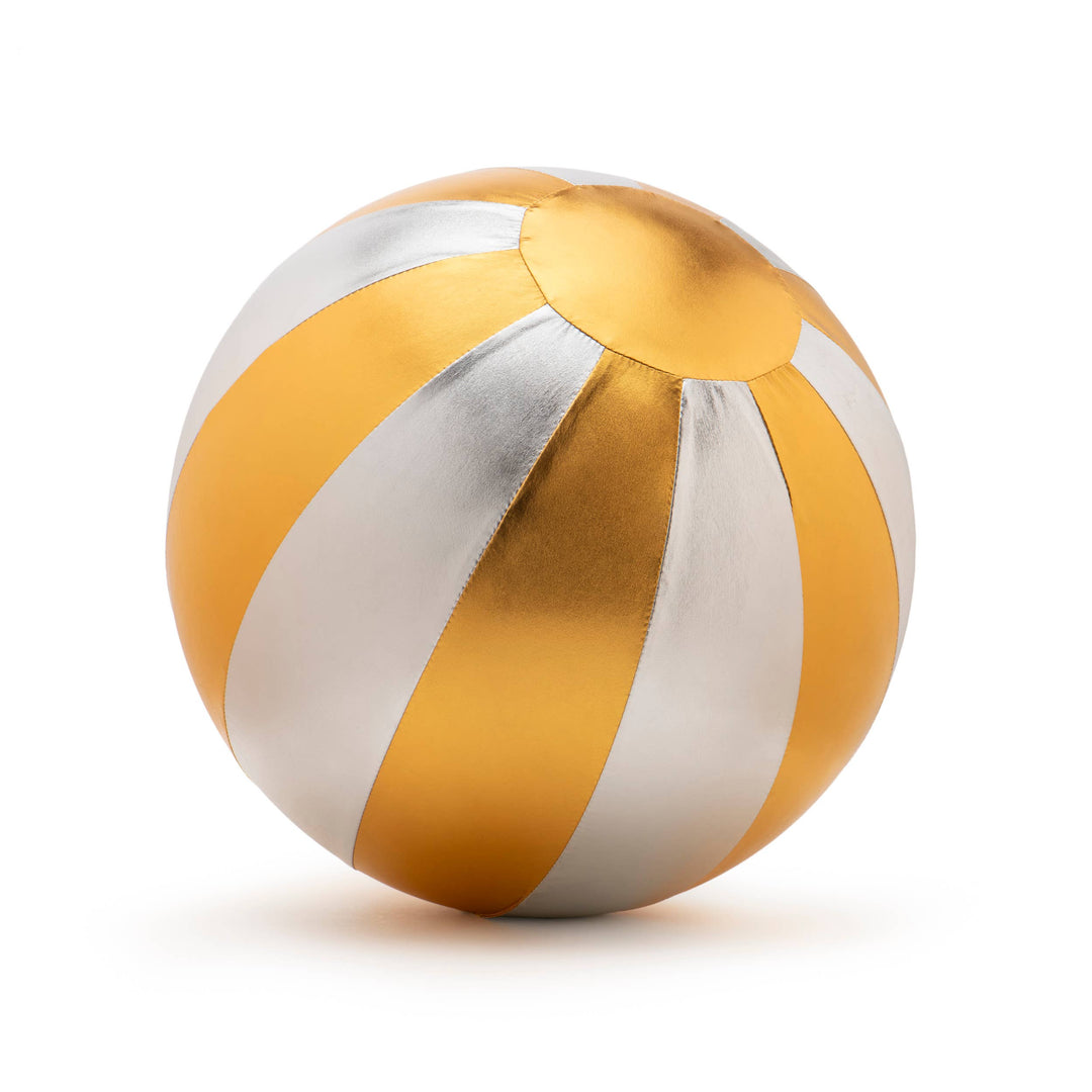 Inflatable Fabric Circus Ball 40 cm - Silver and Gold Striped