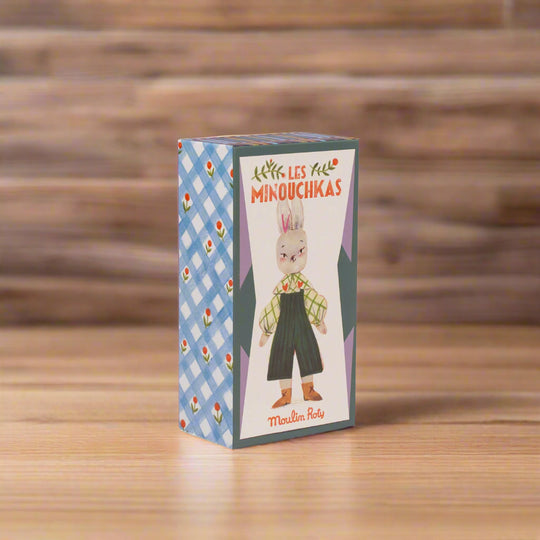 Product packaging with a cartoon rabbit character on a white background