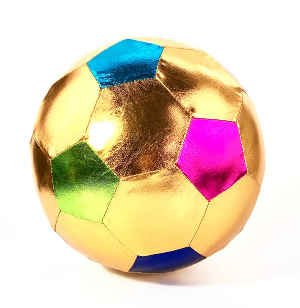 Inflatable Fabric Football 22cm - Gold and Multicolour