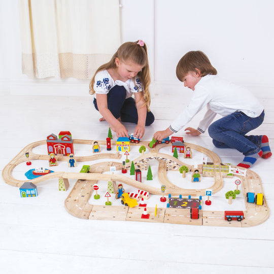 Wooden Train Set | City Road and Railway