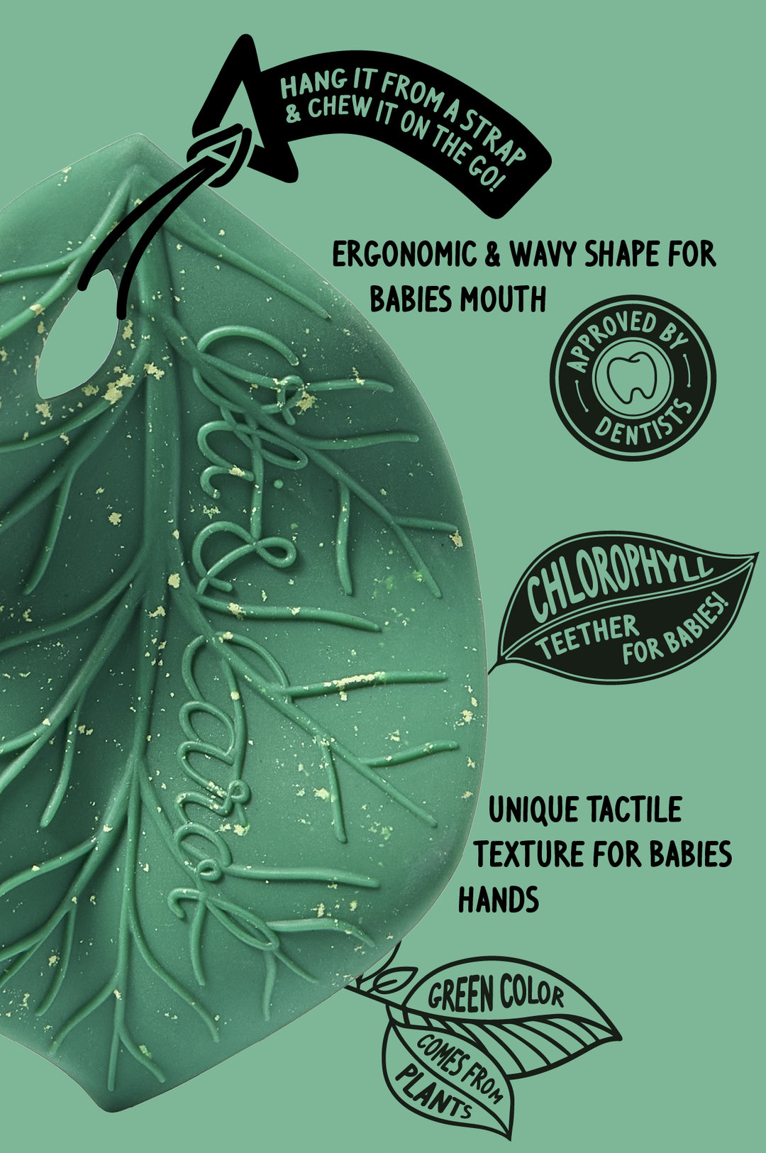 Natural Rubber Teether | Chlorophyll Leaf