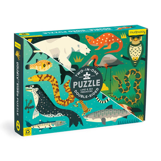 100 Piece Double Sided Puzzle | Land & Sea Predators