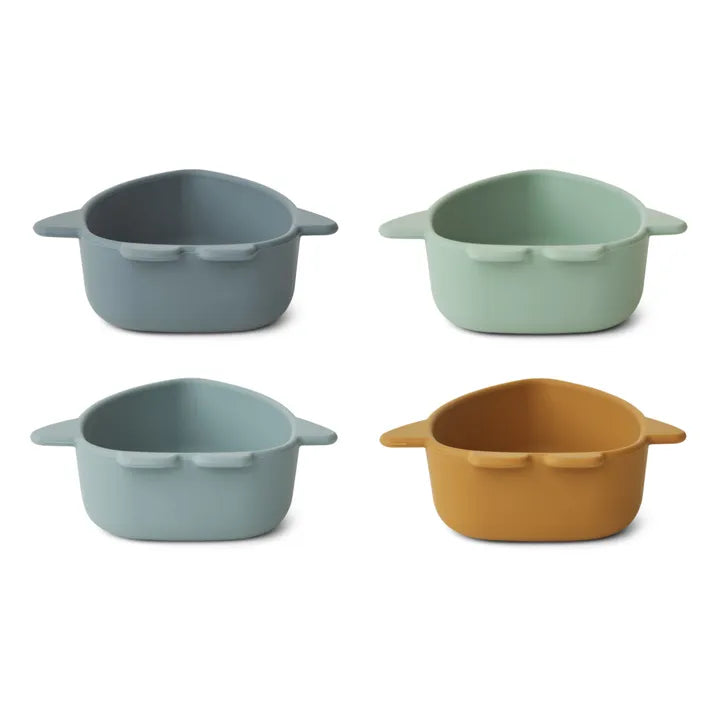 Liewood Silicone Spaceship Bowls 4 Pack - Blue Mix