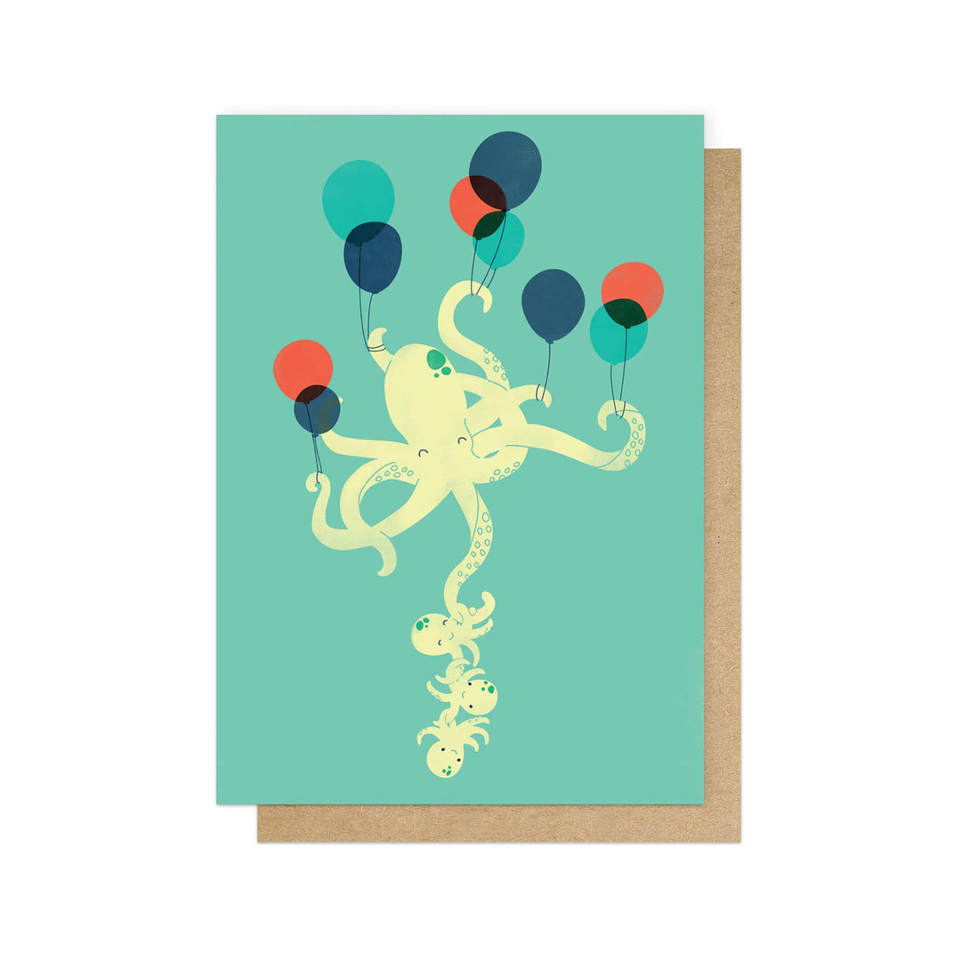 Greetings Card | Up We Go (Octopus and Balloons)