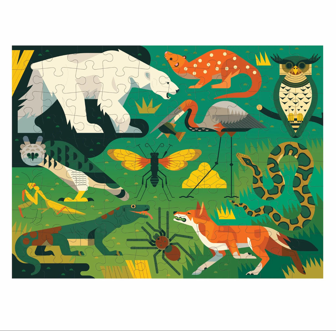 100 Piece Double Sided Puzzle | Land & Sea Predators