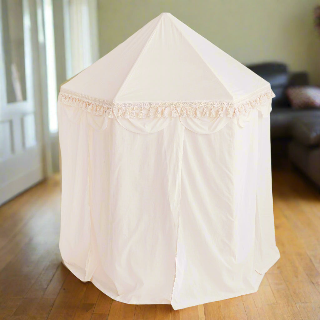 Image showing white pavilion play tent with the fabric canopy closed