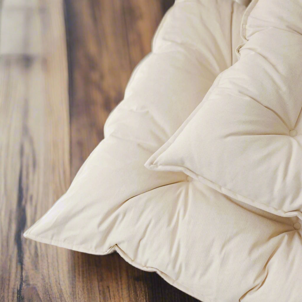 Close up of floor cushion showing the detail