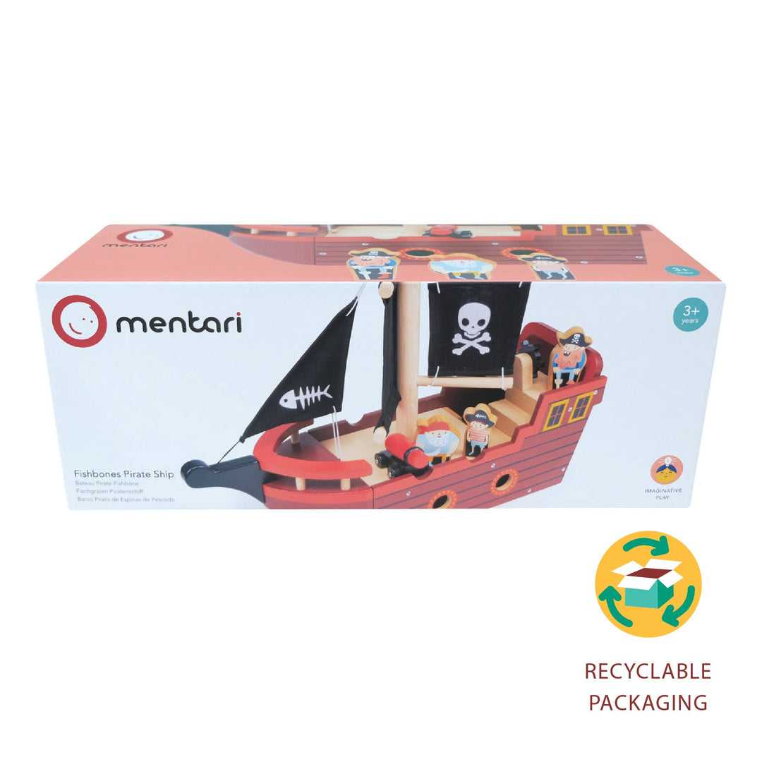 Mentari pirate ship toy packaging on a white background