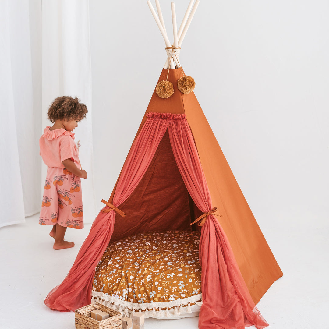Fairy Teepee Play Tent With Tulle - Cognac