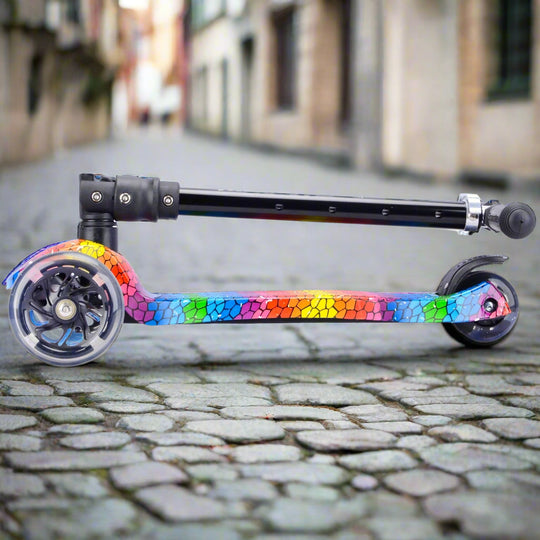 Scooter folded into its portable size