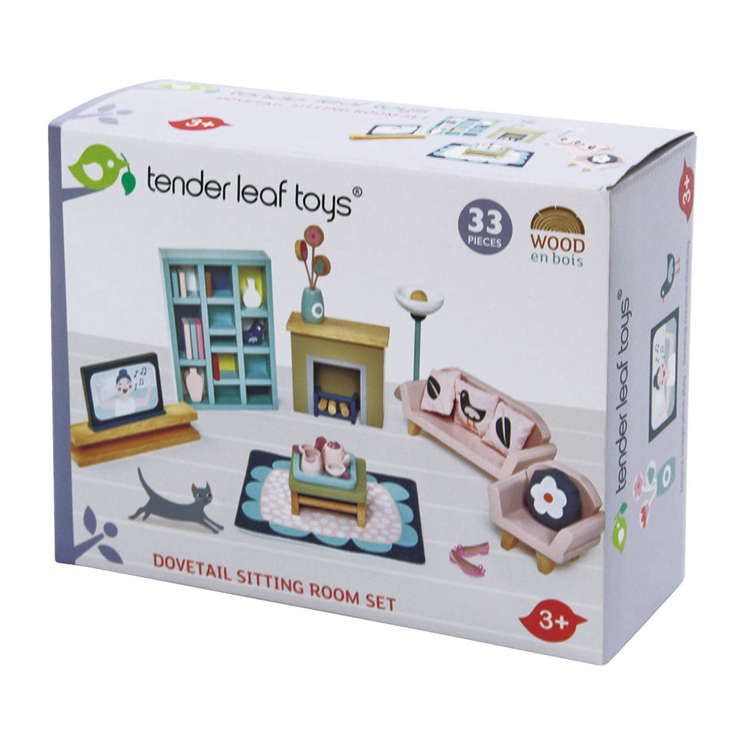 Tender Leaf Toys Dovetail Sitting Room Set packaging on a white background