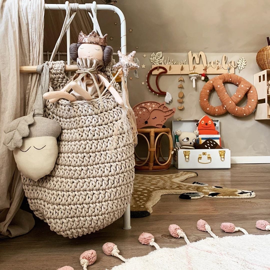 Crochet Hanging Basket | Beige