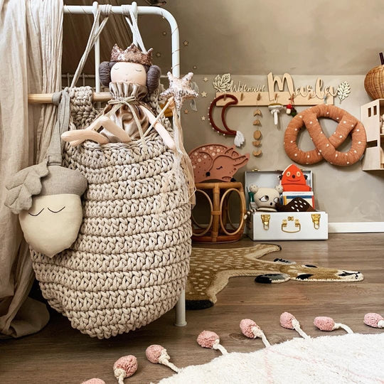 Crochet Hanging Basket | Beige