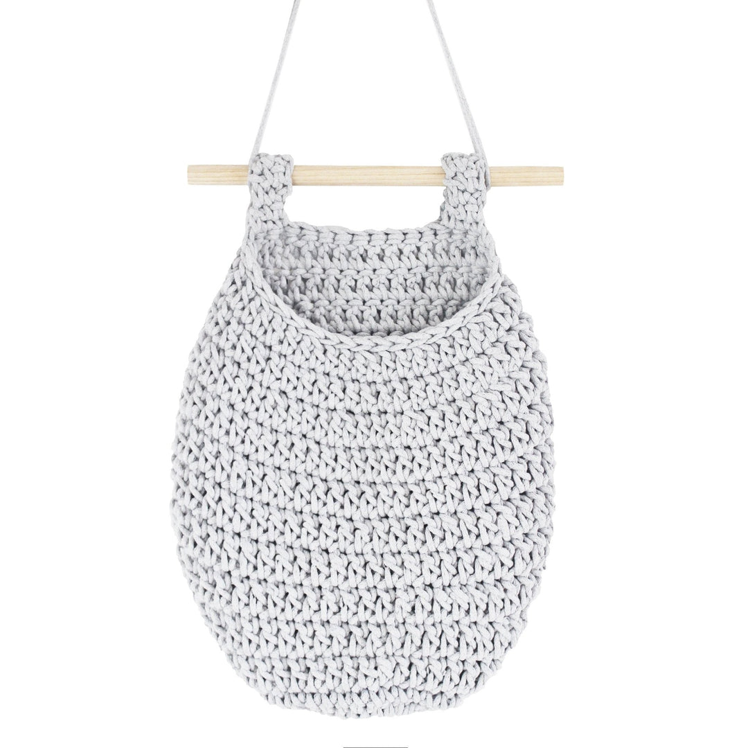 Crochet Hanging Basket | Light Grey
