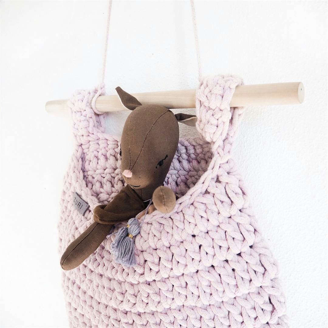 Crochet Hanging Basket | Pale Pink