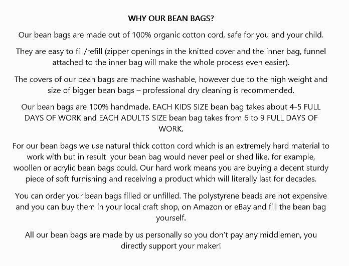 Beige Handmade Knitted Bean Bag