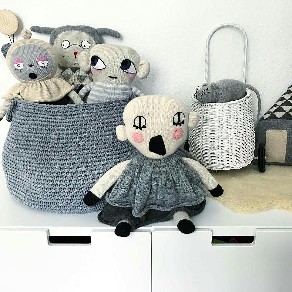 Crochet Basket, Size XL - Dark Grey