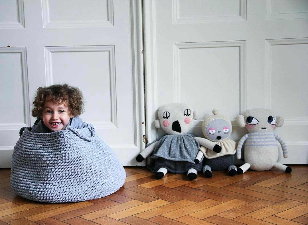 Crochet Basket, Size XL - Dark Grey