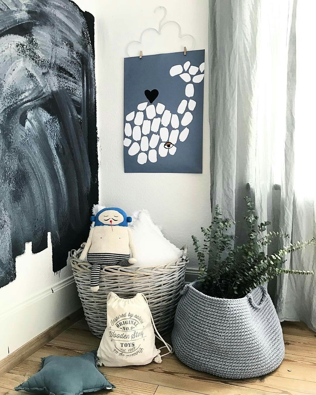 Crochet Basket, Size XL - Dark Grey