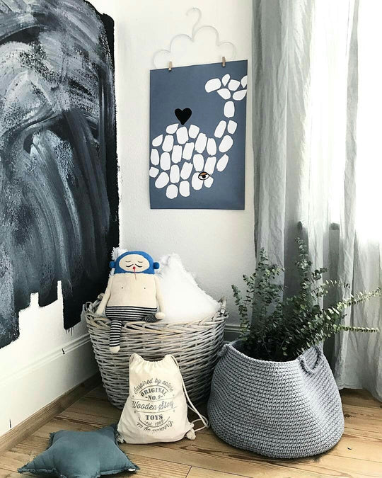 Crochet Basket, Size XL - Dark Grey
