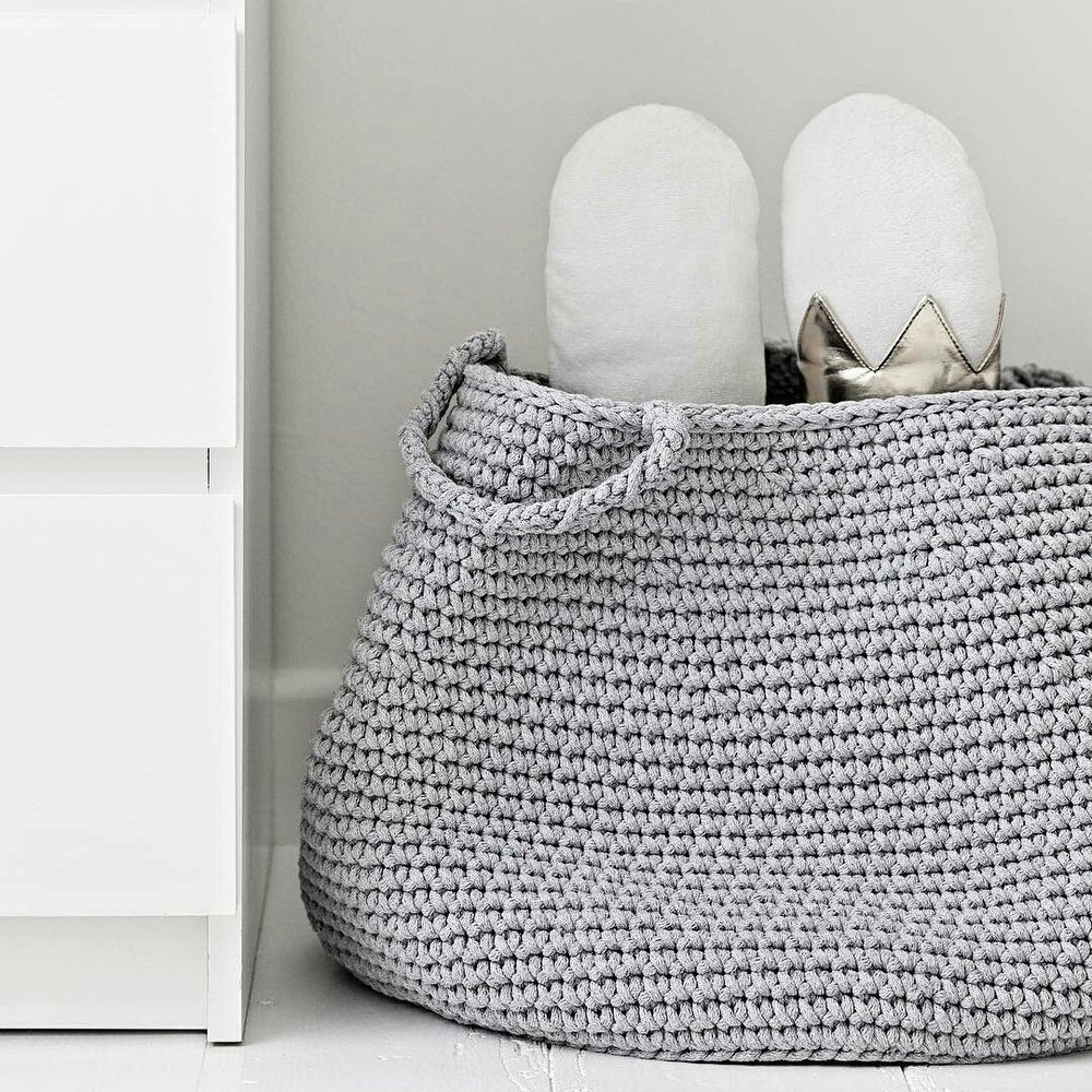 Crochet Basket, Size XL | Light Grey