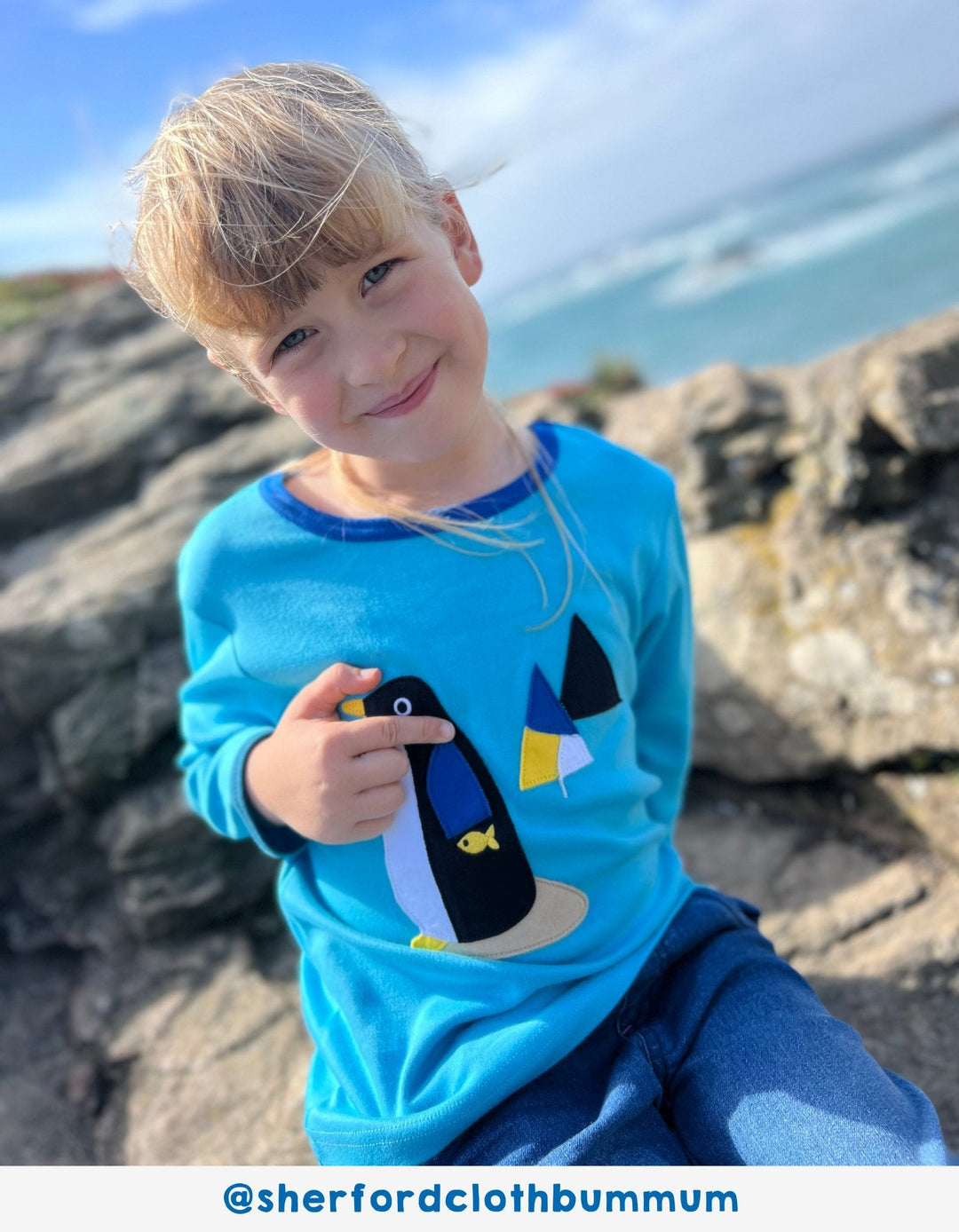 Organic Penguin Applique Long-Sleeved T-Shirt