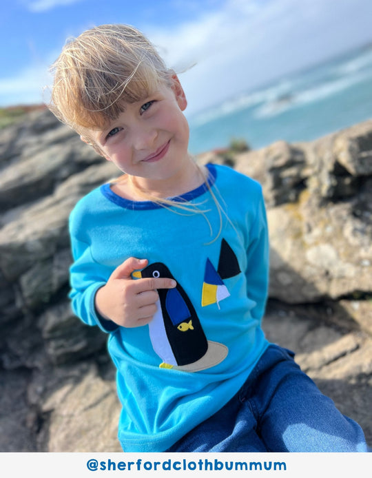 Organic Penguin Applique Long-Sleeved T-Shirt