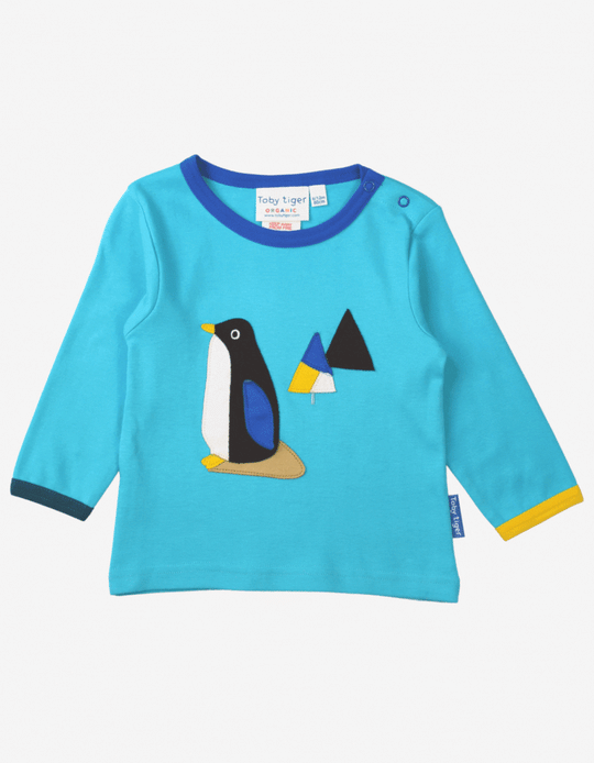 Organic Penguin Applique Long-Sleeved T-Shirt