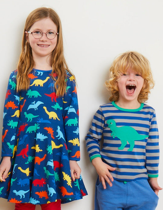 Organic T-Rex Applique Long-Sleeved T-shirt