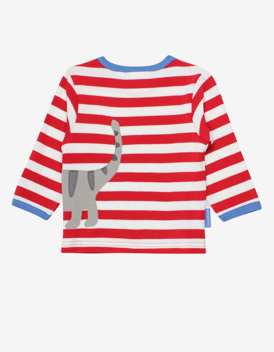 Organic Tabby Cat Applique Long-Sleeved T-Shirt