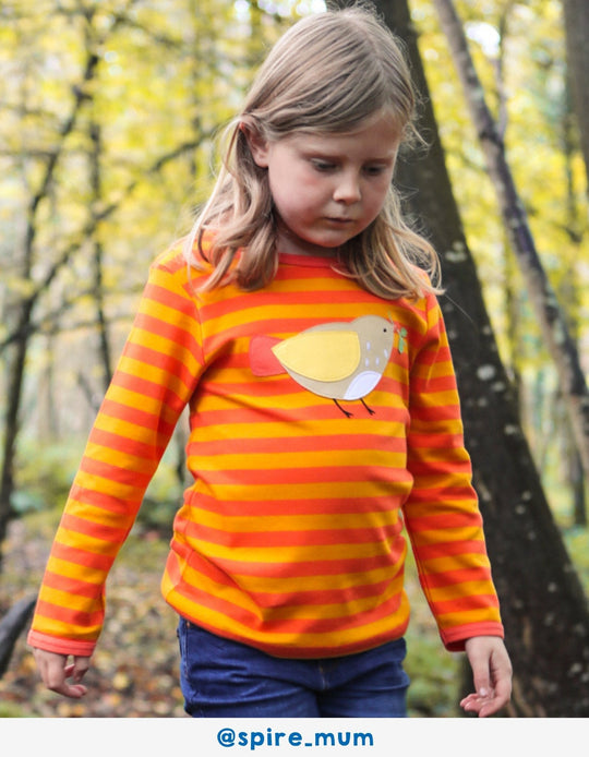Organic Sparrow Applique Long-Sleeved T-Shirt