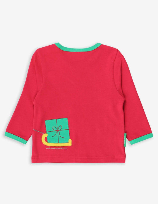 Organic Penguins' Christmas Applique Long-Sleeved T-Shirt
