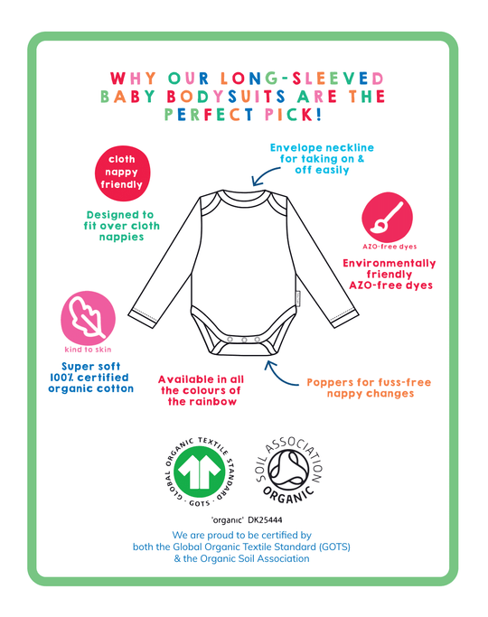 Organic Orange Basic Long-Sleeved Baby Bodysuit