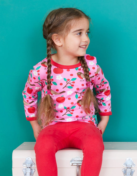 Organic Robin Print Long-Sleeved T-Shirt