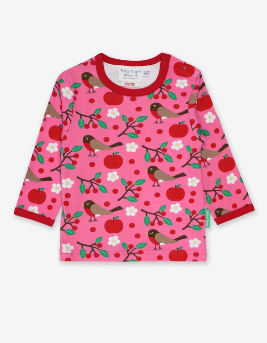 Organic Robin Print Long-Sleeved T-Shirt