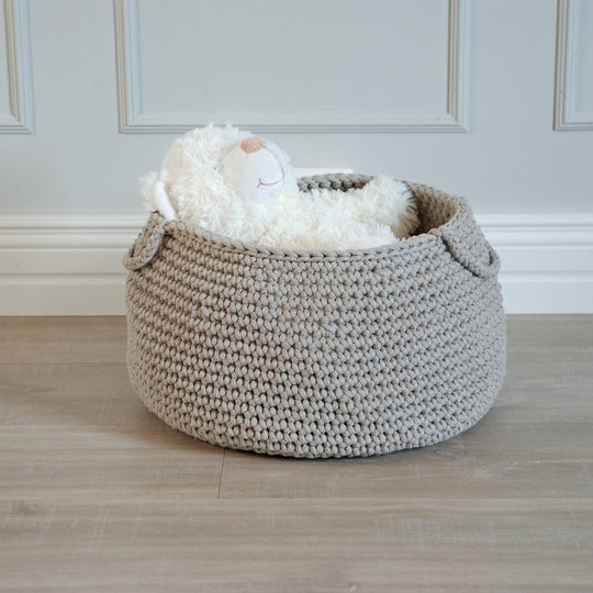 Crochet Basket, Size L - Beige