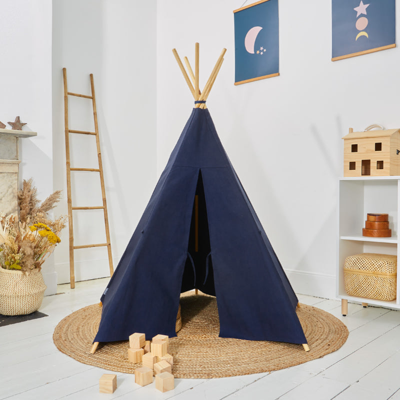 100% Cotton Canvas Ultra Anti-UV Play Teepee | Charlie - Midnight