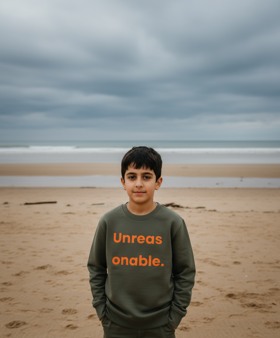 Organic Kids' Sweatshirt - Unreasonable (Orange Font)
