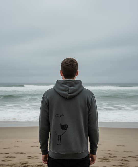 Organic Adult Hoodie | Chip the Seagull - Charcoal