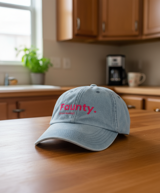 Vintage Denim Embroidered Cap - Faunty (Fun Aunty)