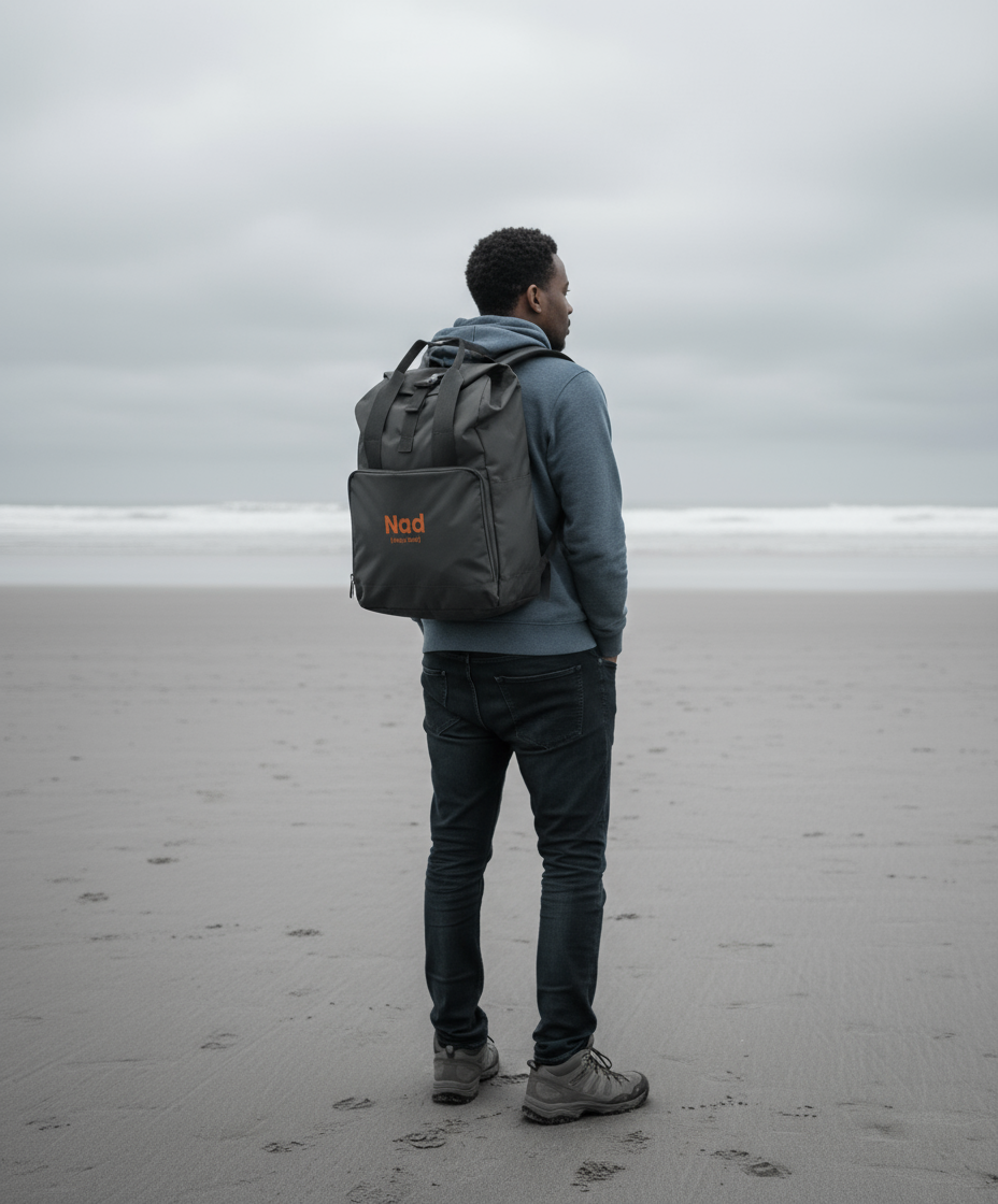 Embroidered Roll-Top Backpack - Nad (Ninja Dad)