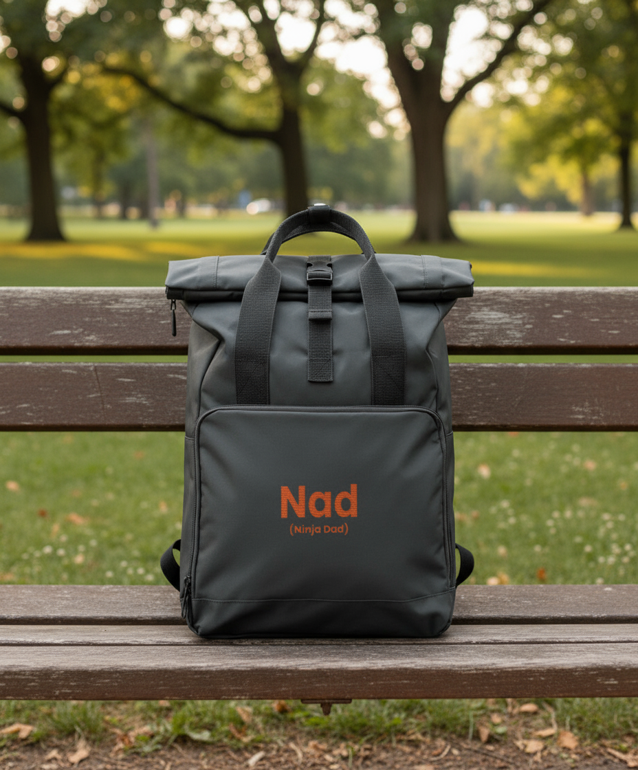 Embroidered Roll-Top Backpack - Nad (Ninja Dad)