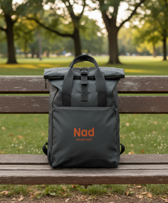 Embroidered Roll-Top Backpack - Nad (Ninja Dad)