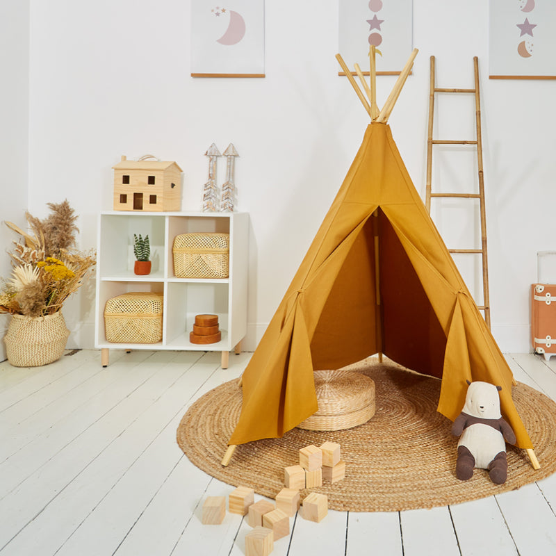 100% Cotton Canvas Ultra Anti-UV Play Teepee | Charlie - Ochre