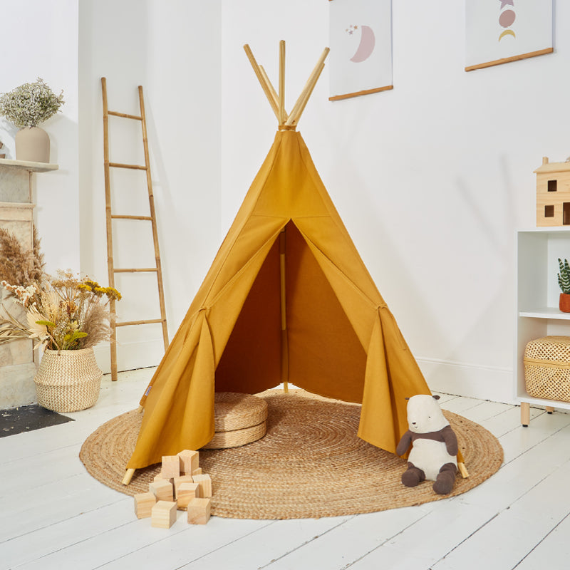 100% Cotton Canvas Ultra Anti-UV Play Teepee | Charlie - Ochre