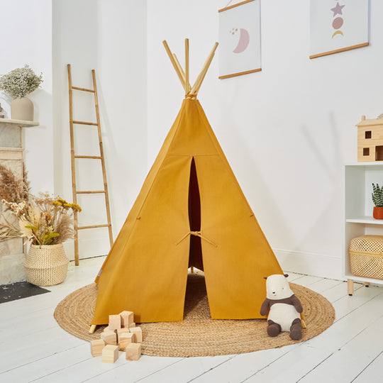 100% Cotton Canvas Ultra Anti-UV Play Teepee | Charlie - Ochre